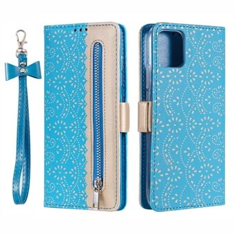 Full Protective Anti-drop Zipper Wallet Lace Leather Case for iPhone 13 mini 5.4 inch