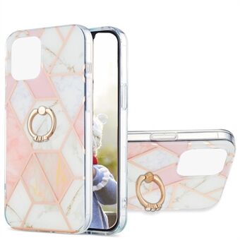 2.0mm IMD IML Electroplating Marble Pattern Protective Cover with Ring Kickstand for iPhone 13 mini 5.4 inch