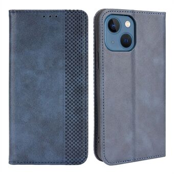 Auto-absorbed Vintage Style Full Protection Wallet Design PU Leather Phone Case with Stand for iPhone 13 mini 5.4 inch