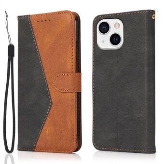 Dual Color Wallet Stand Flip Leather Phone Cover with Magnetic Closure for iPhone 13 mini 5.4 inch