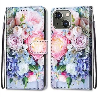 Pattern Printing Full Protection Leather Stand Case Shell for iPhone 13 mini 5.4 inch