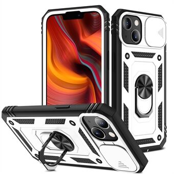 Well-Protected Camera Slider Design 3-in-1 TPU + PC + Metal Phone Cover with Card Slot for iPhone 13 mini 5.4 inch