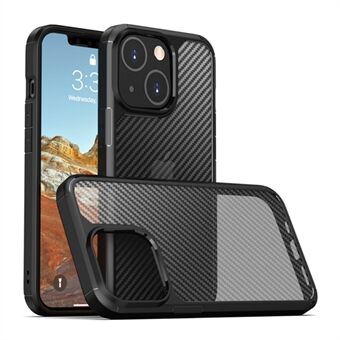 Carbon Fiber Texture TPU + Acrylic Mobile Phone Back Case Protective Cover for iPhone 13 mini 5.4 inch