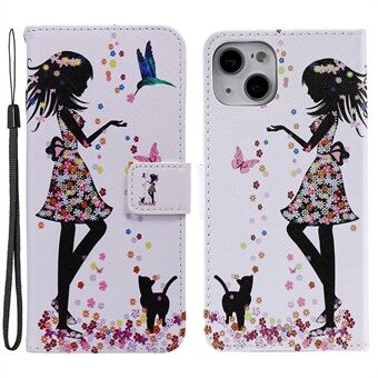 Pattern Printing Leather Stand Wallet Phone Protective Case Shell for iPhone 13 mini 5.4 inch