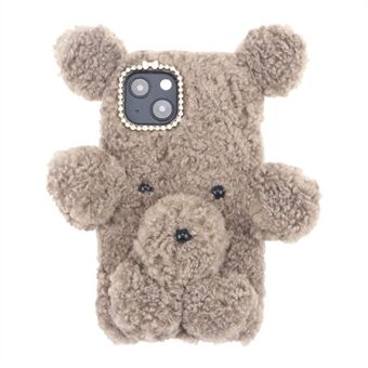 3D Fluffy Bear Doll Soft TPU Cover Cell Phone Case Shell for iPhone 13 mini 5.4 inch