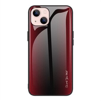 Carbon Fiber Texture Tempered Glass Back + TPU Hybrid Phone Case for iPhone 13 mini 5.4 inch