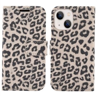 Leopard Texture Wallet Stand Design PU Leather Phone Protector Case for iPhone 13 mini 5.4 inch