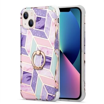 Four Corner Airbags Electroplating IMD Marble Pattern Splicing Case for iPhone 13 mini 5.4 inch