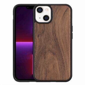 Solid Wood + TPU Anti-drop Hybrid Phone Case Cover for iPhone 13 mini 5.4 inch