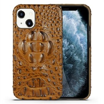 Crocodile Head Texture Genuine Leather Coated Hard PC Slim Anti-Slip Protective Back Cover for iPhone 13 mini 5.4 inch