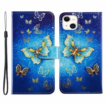 Wallet Design Anti-Drop Dual-Sided Magnetic Clasp Pattern Printing Leather Phone Stand Case Cover for iPhone 13 mini 5.4 inch