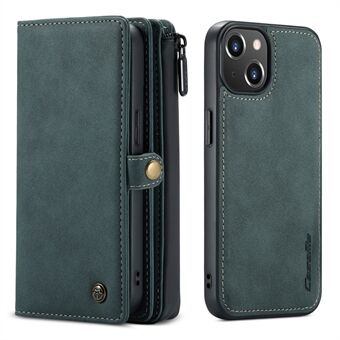 CASEME 018 Series Matte Surface Multi-Slot Design Leather Wallet Stand 2-in-1 Detachable Mobile Phone Cover Case for iPhone 13 mini 5.4 inch