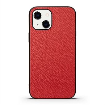 Precise Cutout Litchi Texture Genuine Leather + TPU Shock-Proof Protector Case for iPhone 13 mini 5.4 inch