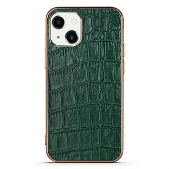 Crocodile Texture Genuine Leather Coated Electroplating TPU Back Cover Phone Guard Shell for iPhone 13 mini 5.4 inch