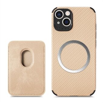 For iPhone 13 mini Carbon Fiber Magnetic Absorption Card Holder Leather+TPU Phone Case Detachable Design Phone Cover