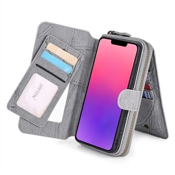 MEGSHI 004 Series Zipper Pocket Shockproof Detachable Stand Design PU Leather TPU Wallet Cover Flip Case for iPhone 13 mini 5.4 inch