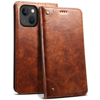 SUTENI 055 Series Strong Auto Closure PU Leather+TPU Case Wallet Stand Shockproof Phone Shell for iPhone 13 mini 5.4 inch