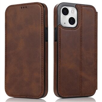 Jazz Series Auto-absorbed Magnetic Closure Stand Leather Phone Cover Shell with Card Slots for iPhone 13 mini 5.4 inch