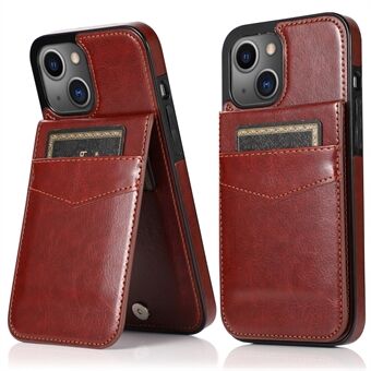 Card Holder PU Leather + TPU Scratch-resistant Protective Phone Case Kickstand Cover for iPhone 13 mini 5.4 inch