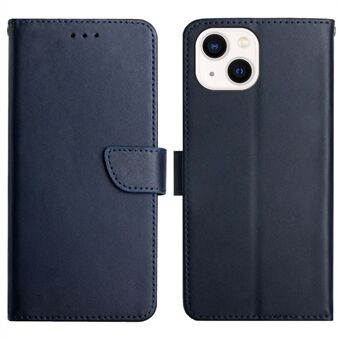 Nappa Texture Solid Color Case Wallet Well-protected Genuine Leather Phone Cover Shell with Stand for iPhone 13 mini 5.4 inch