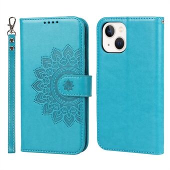 Pattern Imprinting Felled Seam Design R61 Texture PU Leather Wallet Phone Cover Shell for iPhone 13 mini 5.4 inch