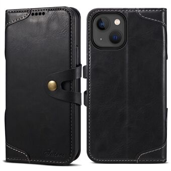 SUTENI 234 Series Solid Color Phone Case Button Closure TPU+PU Leather Wallet Flip Phone Cover for iPhone 13 mini 5.4 inch