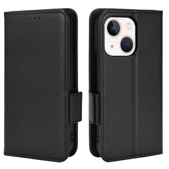 Stand Function Litchi Texture PU Leather Wallet Case Magnetic Clasp Folio Flip Cover for iPhone 13 mini 5.4 inch