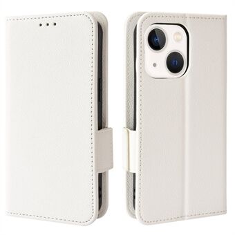 Stand Function Litchi Texture PU Leather Wallet Case Magnetic Clasp Folio Flip Cover for iPhone 13 mini 5.4 inch