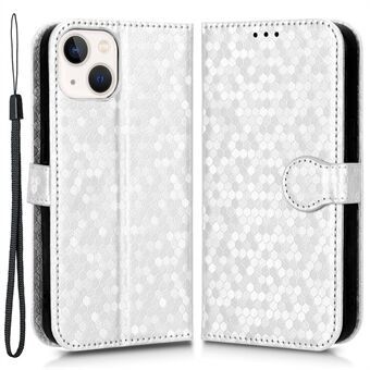 Shockproof Phone Case For iPhone 13 mini 5.4 inch, Stand Wallet Cover Dot Pattern Imprinted TPU+PU Leather Protective Shell