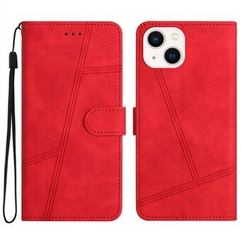 Skin-touch Feeling Cell Phone Case Bag for iPhone 13 mini 5.4 inch, Stitching Lines Decor Retro PU Leather Stand Cover Wallet