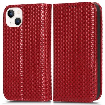 For iPhone 13 mini 5.4 inch Grid Texture Magnetic Auto-absorbed Phone Cover Full Protection PU Leather Phone Case Wallet