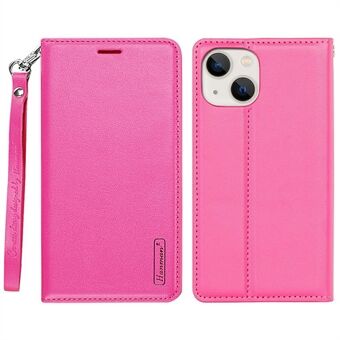 HANMAN Minor Series for iPhone 13 mini 5.4 inch PU Leather Magnetic Auto-absorbed Phone Case Wallet Stand Anti-drop Cover