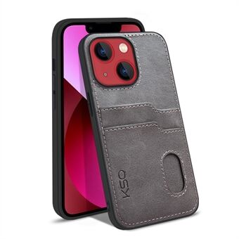 KSQ Style-A For iPhone 13 mini 5.4 inch PU Leather Coated TPU Back Cover Card Slots Design Smartphone Protective Case