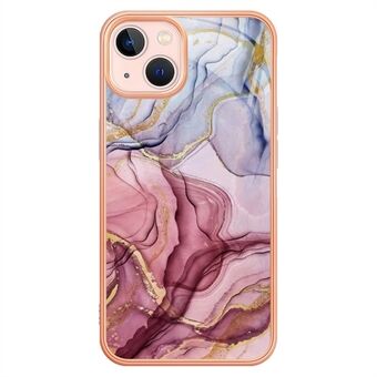 YB IMD Series-16 for iPhone 13 mini 5.4 inch Style E Marble Pattern IMD Phone Case Electroplating Frame 2.0mm Protective TPU Back Cover