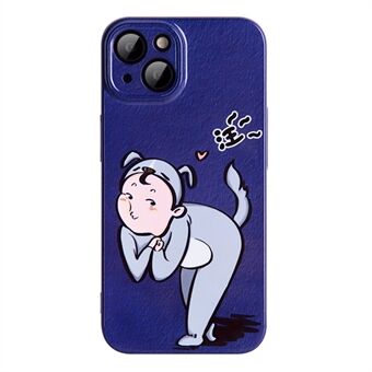 For iPhone 13 mini 5.4 inch Cartoon Cat Girl / Dog Boy Pattern Printing Couple Phone Cover Back Protector Hard PC Case