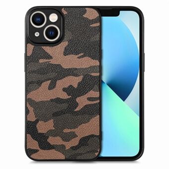 Camouflage Pattern Phone Cover for iPhone 13 mini, Precise Cutout Leather Coated PC+TPU Case