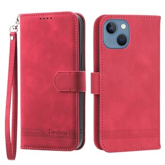 DIERFENG DF-03 Drop-proof Phone Case for iPhone 13 mini 5.4 inch, Stand Wallet PU Leather Lines Imprinted Cell Phone Cover