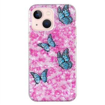 For iPhone 13 mini 5.4 inch Shockproof Case Shell Pattern IMD Marble Flower TPU Phone Cover