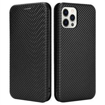 Auto-absorbed Carbon Fiber Leather Case with Ring Strap for iPhone 13 Pro Max 6.7 inch