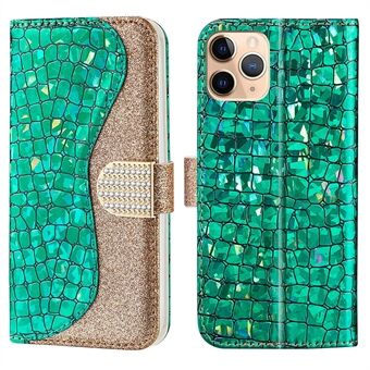 Crocodile Texture Glittery Powder Splicing Leather Wallet Case for iPhone 13 Pro Max 6.7 inch