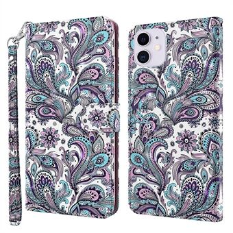 Stand 3D Pattern Printing PU Leather Wallet Magnetic Flip Folio Cover with Strap for iPhone 13 Pro Max 6.7 inch