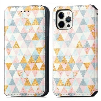 CASENEO 001 Series Pattern Printing Strong Magnet Leather Phone Wallet Stand Cover Shell for iPhone 13 Pro Max 6.7 inch