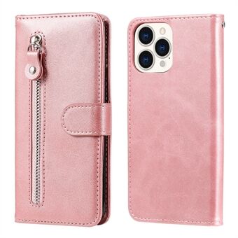 Anti-fall Zipper Pocket Leather Wallet Phone Case Shell for iPhone 13 Pro Max 6.7 inch