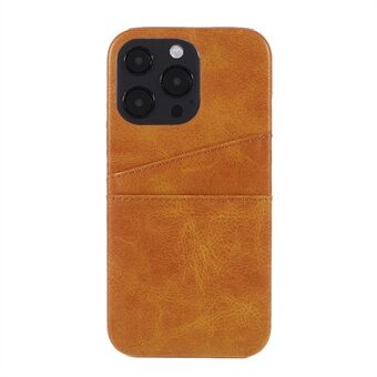 Double Card Slots PU Leather Coated PC Protective Back Shell for iPhone 13 Pro Max 6.7 inch