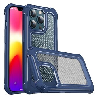 Shockproof 2-in-1 Hybrid Hard PC Flexible TPU Bumper Carbon Fiber Texture Protective Case for iPhone 13 Pro Max 6.7 inch