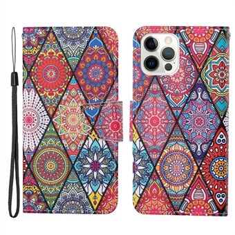 Handy Strap Pattern-Printing Full Protection Leather Cell Case with Wallet and Stand for iPhone 13 Pro Max 6.7 inch