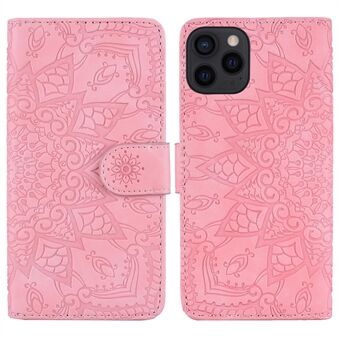 Imprint Flower Design PU Leather Flip Wallet Bookstyle Magnetic Stand Protection Cover for iPhone 13 Pro Max 6.7 inch