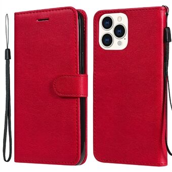 Magnetic Clasp Wallet Design Leather Stand Phone Casing with Handy Strap for iPhone 13 Pro Max 6.7 inch