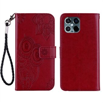 Imprinted Owl Flower PU Leather Phone Stand Case Wallet Shell for iPhone 13 Pro Max 6.7 inch