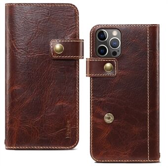 Cowhide Leather Stand Wallet Protective Phone Cover Case with Magnetic Clasp Closure for iPhone 13 Pro Max 6.7 inch